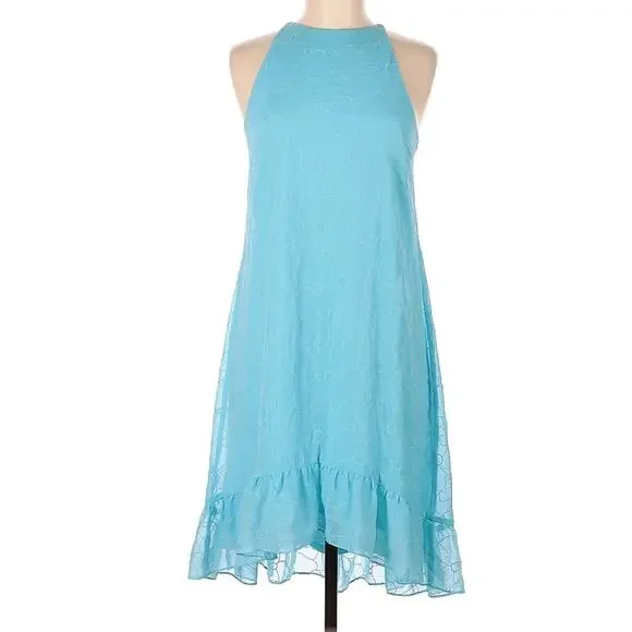 Lauren Ralph Lauren | Dresses | Lauren Ralph Lauren Turquoise Eyelet  Embroidered Hilo Halter Dress Size 8p | Poshmark